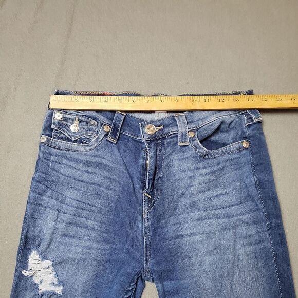 True Religion High Rise super skinny flap pocket distressed / destroyed Jeans - Picture 15 of 16